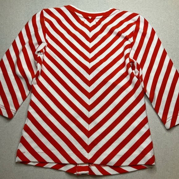 Anthropologie Maeve Scoop Neck Front Zip‎ Tee Small Orange & White Stripe… - Picture 6 of 8